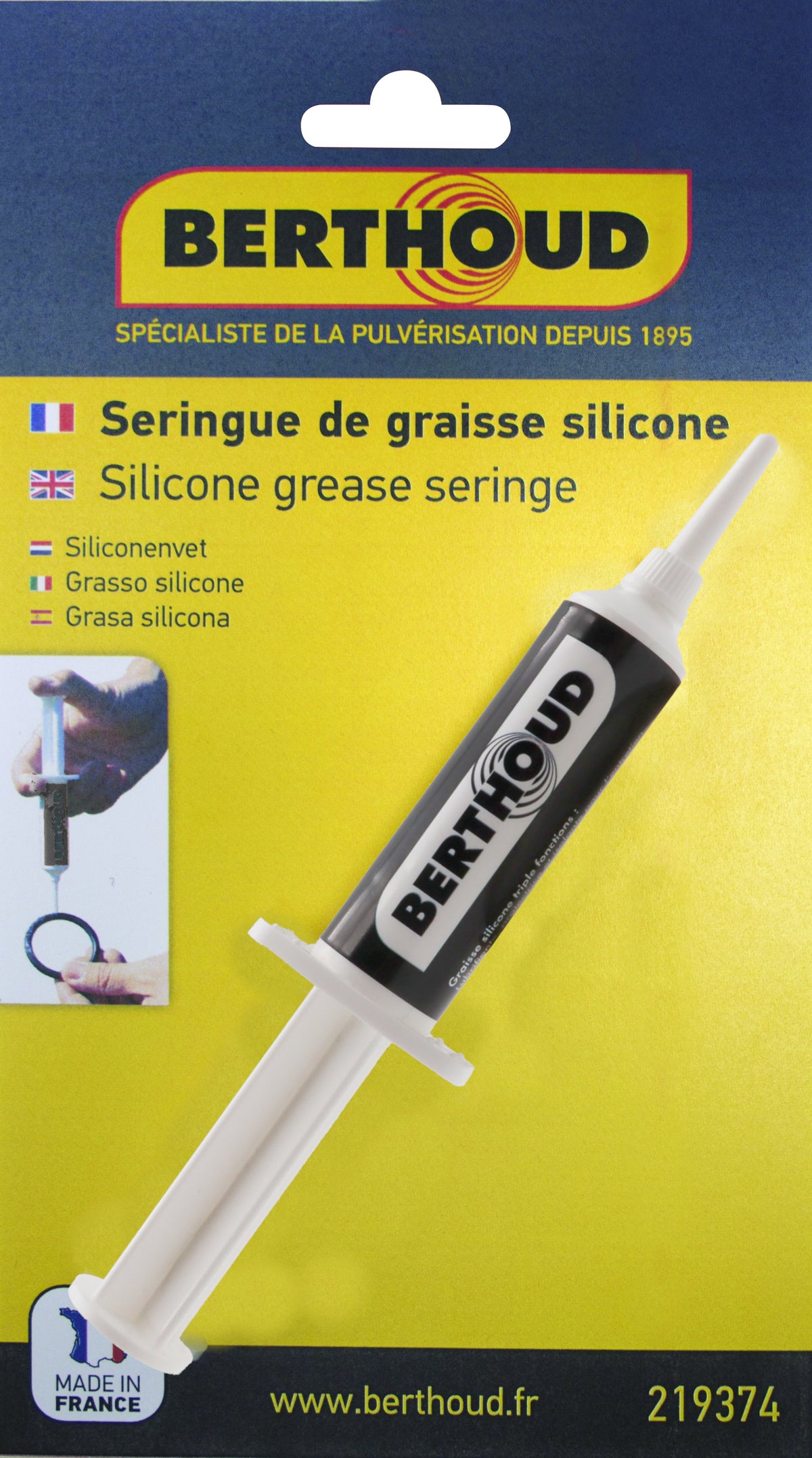 Seringue de graisse silicone - packaging