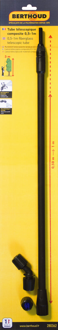 Tube de lance télescopique 0,5m-1m compatible toutes poignées - packaging
